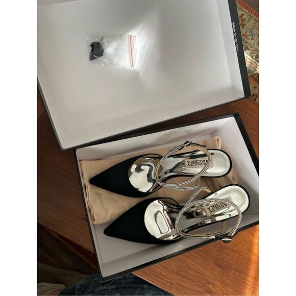 Badgley Mischka Kamilah Pointed Toe Stiletto in Black Satin - Picture 5 of 12